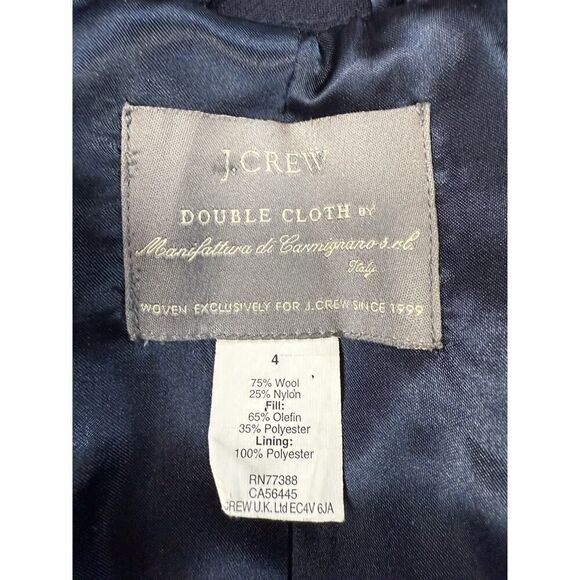 J.Crew Double Cloth Wool Blend Coat 4 Black Italy Fabric Button Front Tailored - Picture 15 of 16